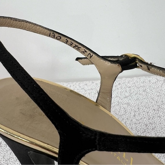 BRUNO MAGLI women black satin open toe evening shoes. - Picture 14 of 16